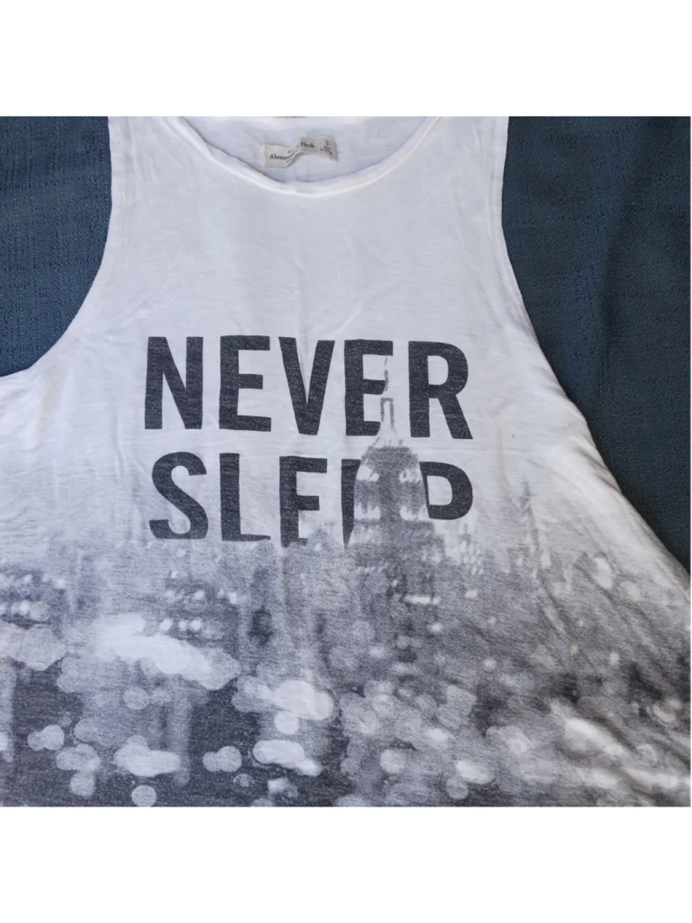 Vintage Abercrombie & Fitch Never Sleep Women's S Tank Top White Relaxed Fit